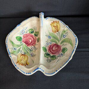 Vintage Japanese floral hand painted dish